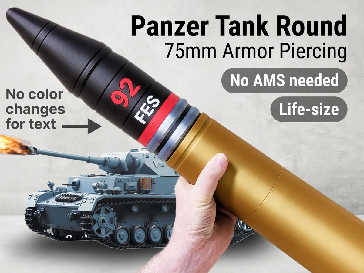 Obus de char Panzer de 75 mm Seconde Guerre mondiale – Taille réelle - Figurine Print