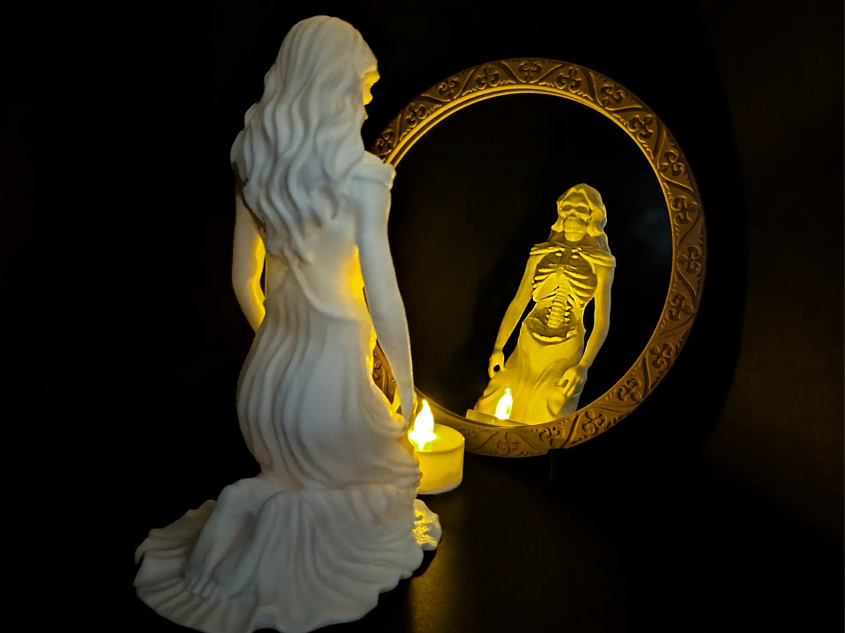 Illusion de miroir de femme squelette - Beauté Print