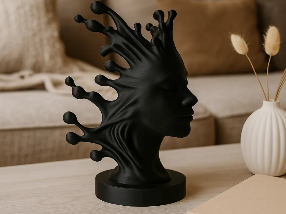 Esprit Fluide – Sculpture de Buste Féminin Abstraite - Art Print