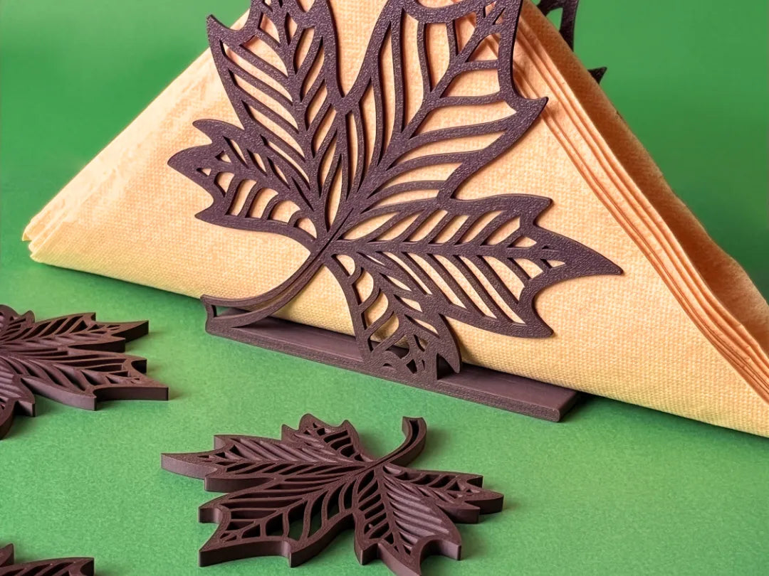 Porte-serviettes feuille d'érable et ensemble de sous-verres - Cuisine Print