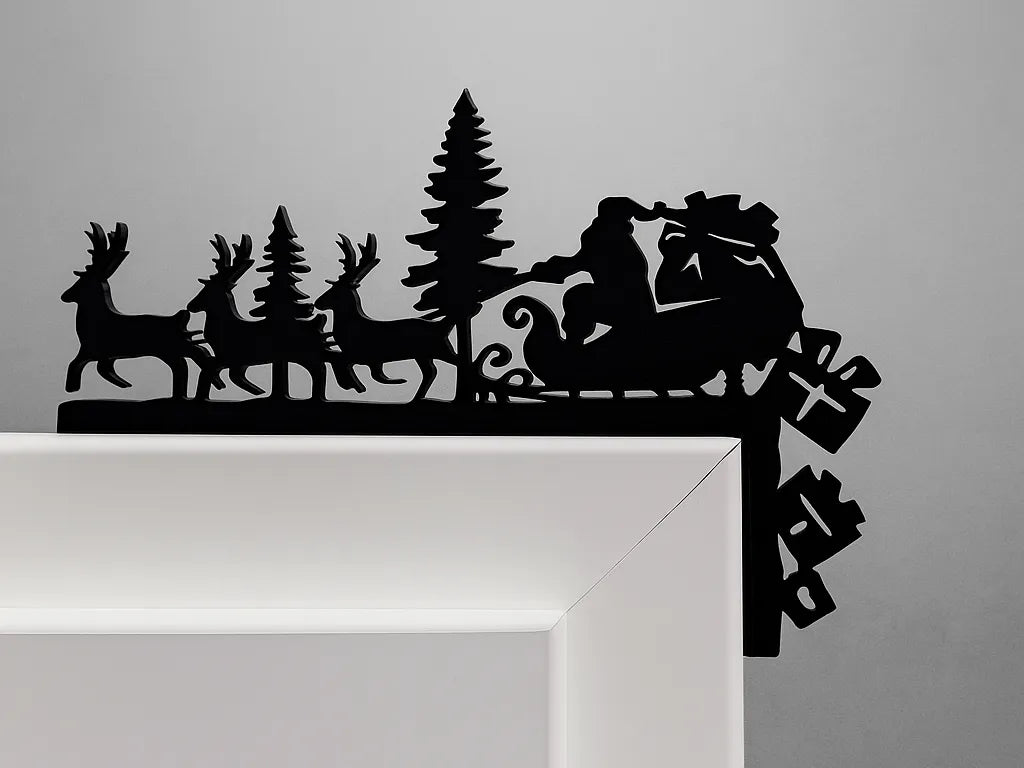 Décoration de porte de Noël – Silhouette de renne - Fêtes Print