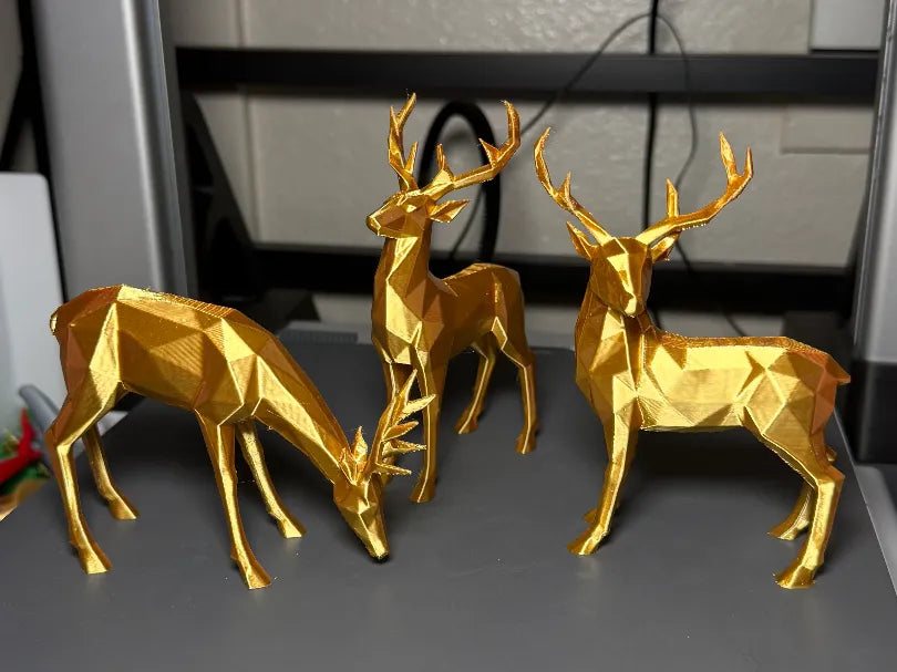 Décoration et ensemble d'ornements de rennes de Noël low-poly - Fêtes Print