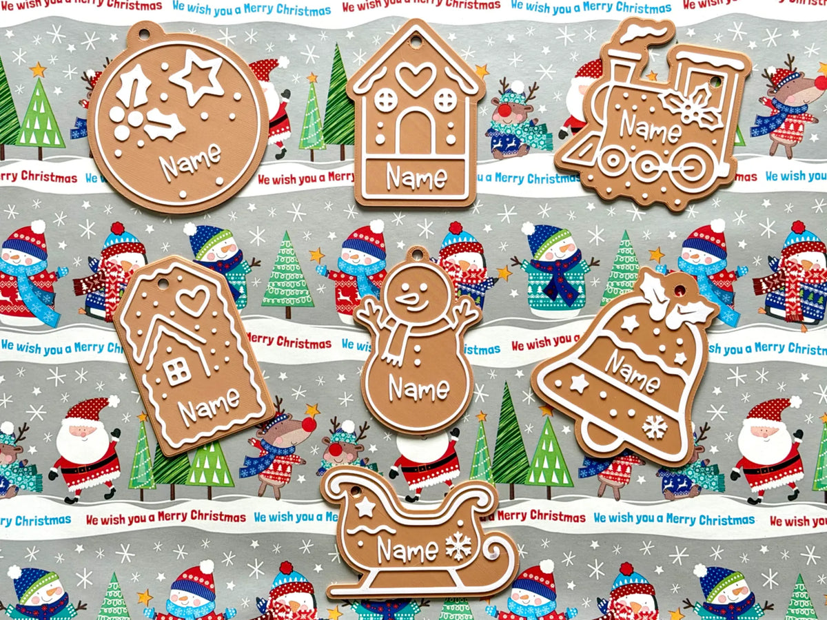 Étiquette cadeau de Noël avec nom personnalisable - Pain d'épices - Fêtes Print