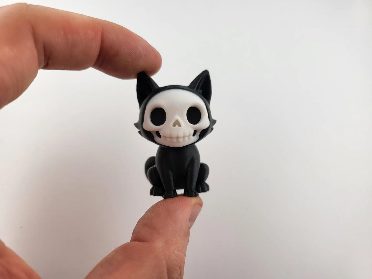 Figurine imprimée de chat squelette assis faucheur - Figurine Print