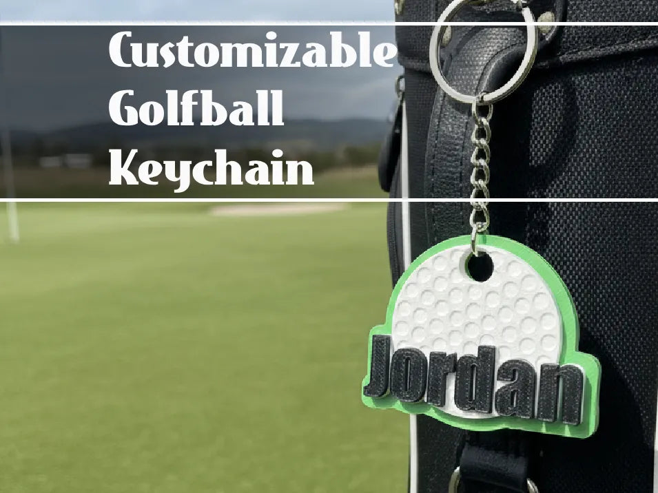 Porte-clés balle de golf (nom/numéro personnalisable) - Sport Print