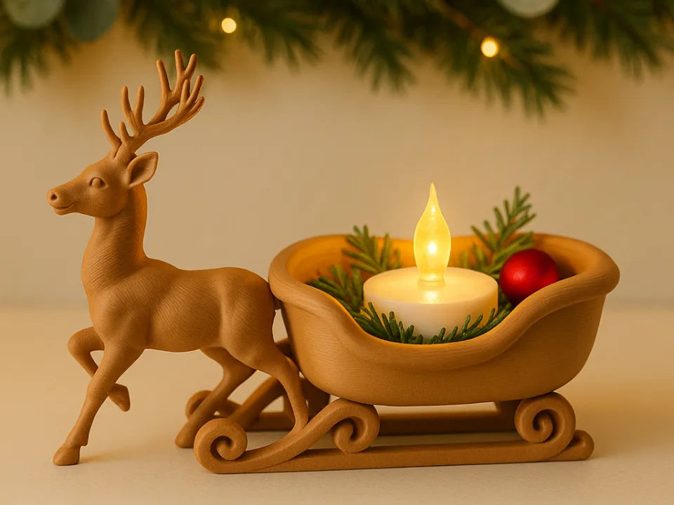 Porte-lumière LED Renne et Traîneau douillet - Cadeau Print