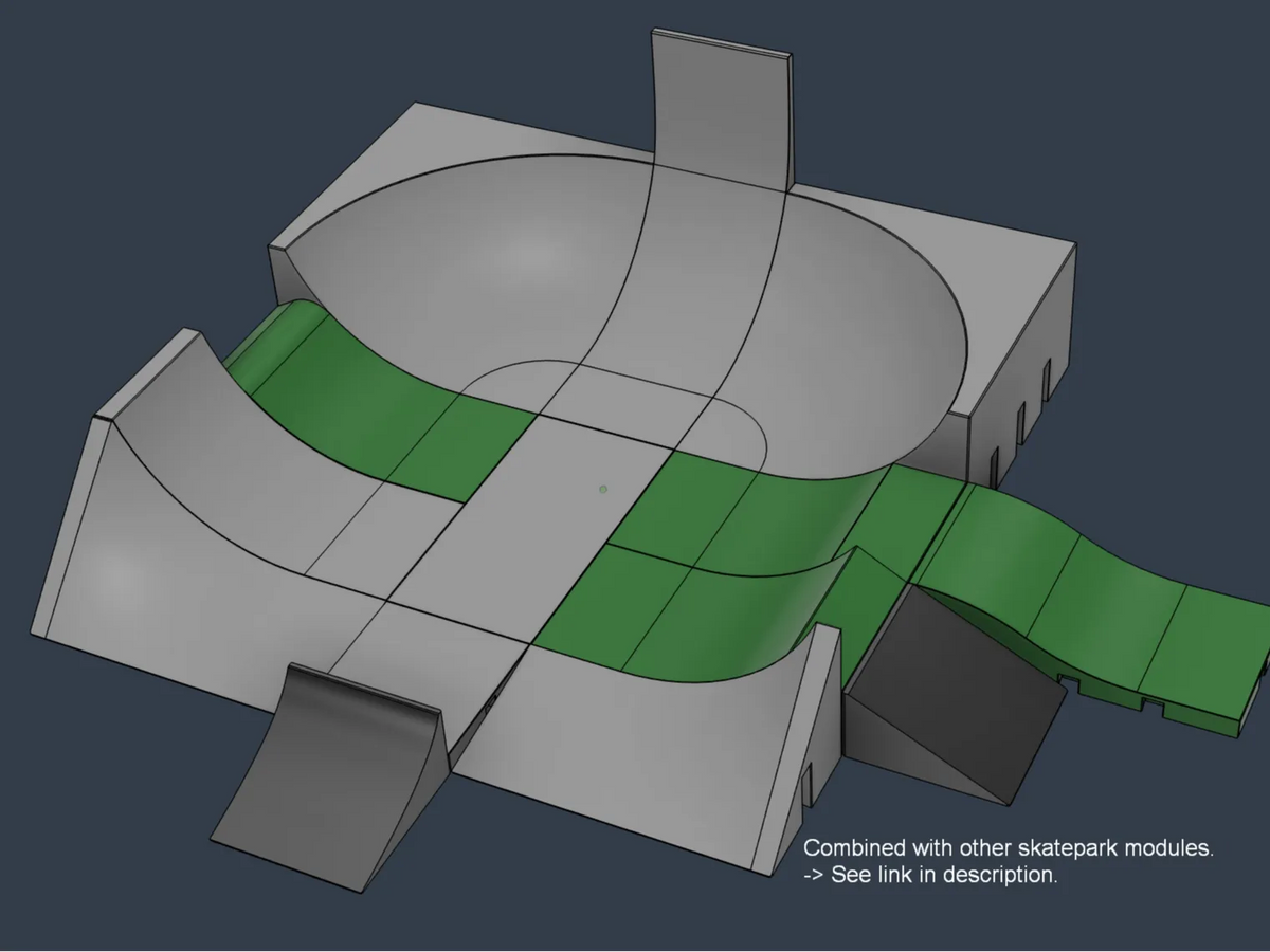 Half Pipe de Fingerboard Profil Bas - Modulaire - Vélo Print