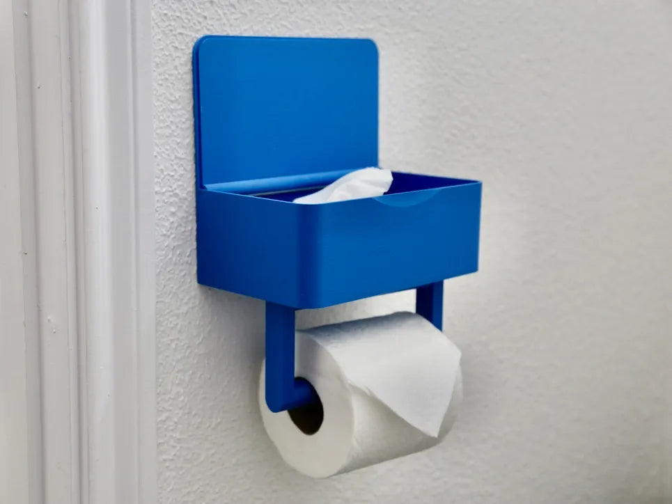 Porte-papier toilette avec boîte à lingettes humides - Sans vis - Maison Print