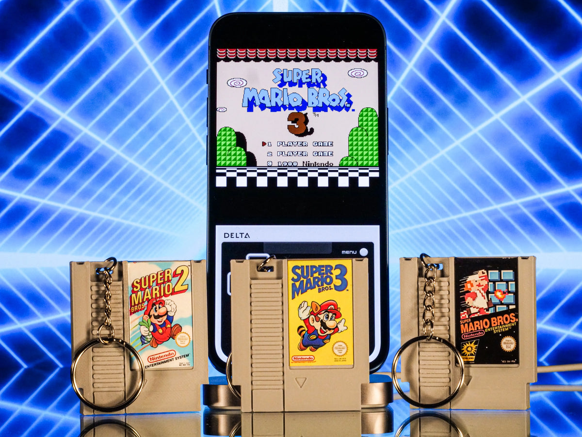 Porte-clés rétro Mini NFC NES Game Cart Tap-to-Play - Figurine Print