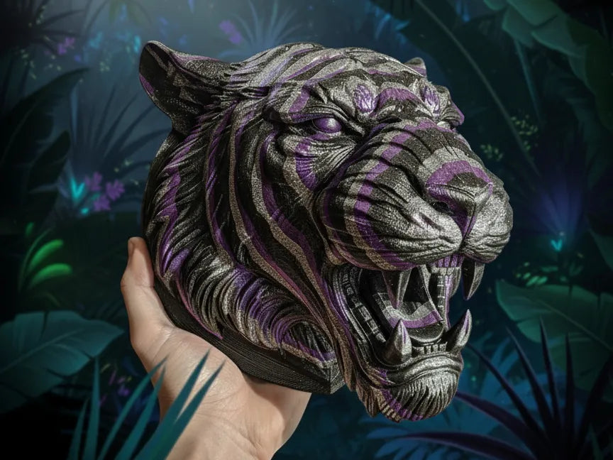Sculpture superposée Tête de tigre - Art Print