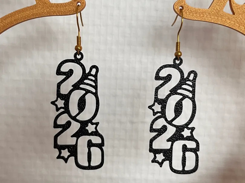 Boucles d'oreilles - Bonne Année 2026 - Fêtes Print