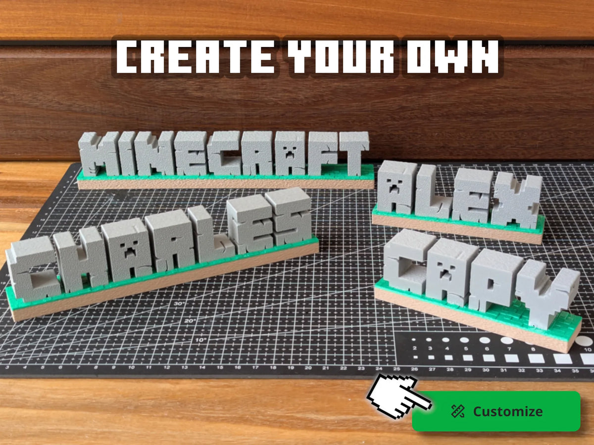 Plaque nominative Minecraft personnalisée - Cadeau Print