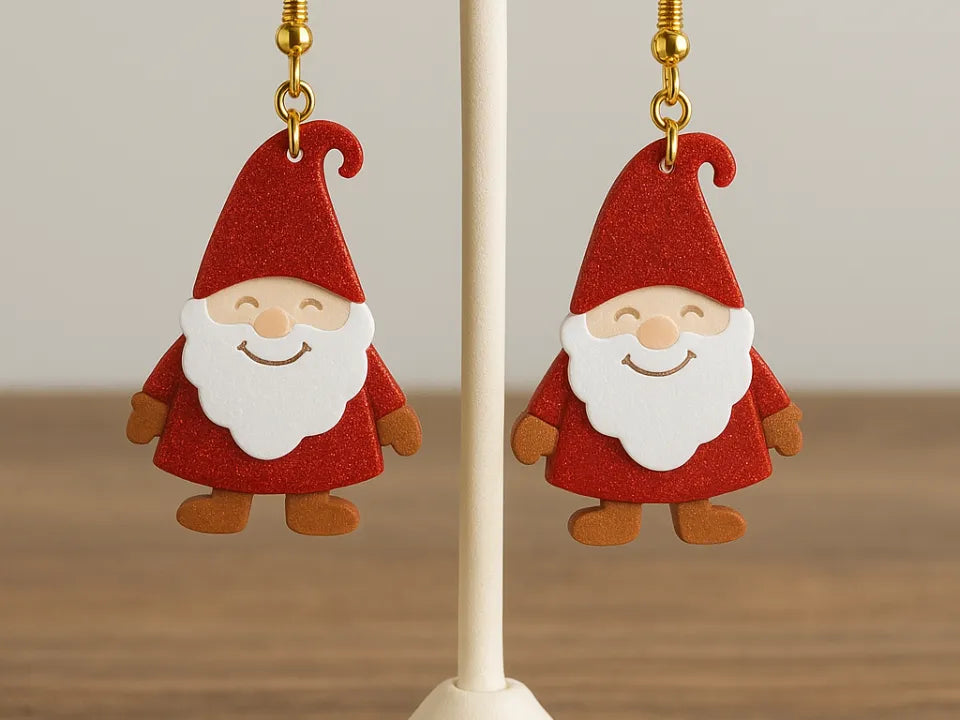 Boucles d'oreilles de Noël Nains Rouges - Figurine Print