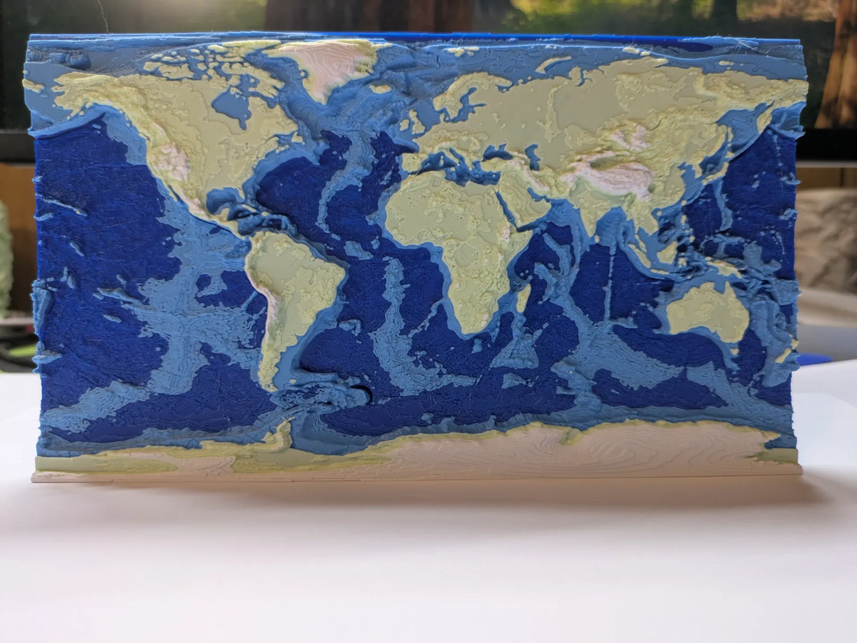 Carte du monde – Topographie & Bathymétrie - Voyage Print