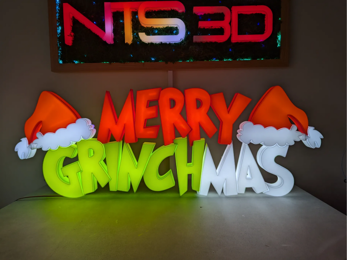 Grande enseigne LED Joyeux Grinchmas - Lumière Print