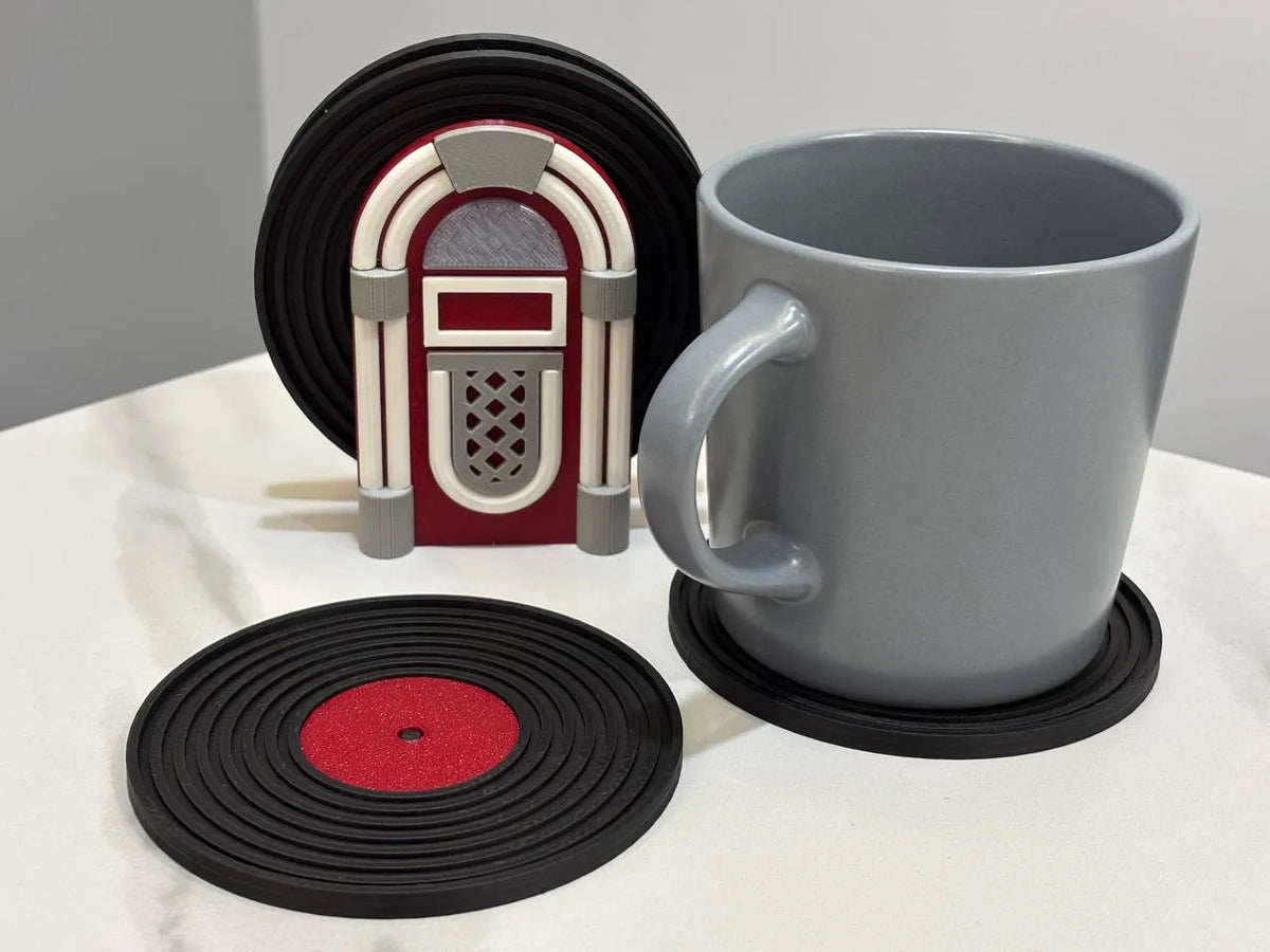 Support de dessous de verre Jukebox avec dessous de verre en vinyle - Music Print