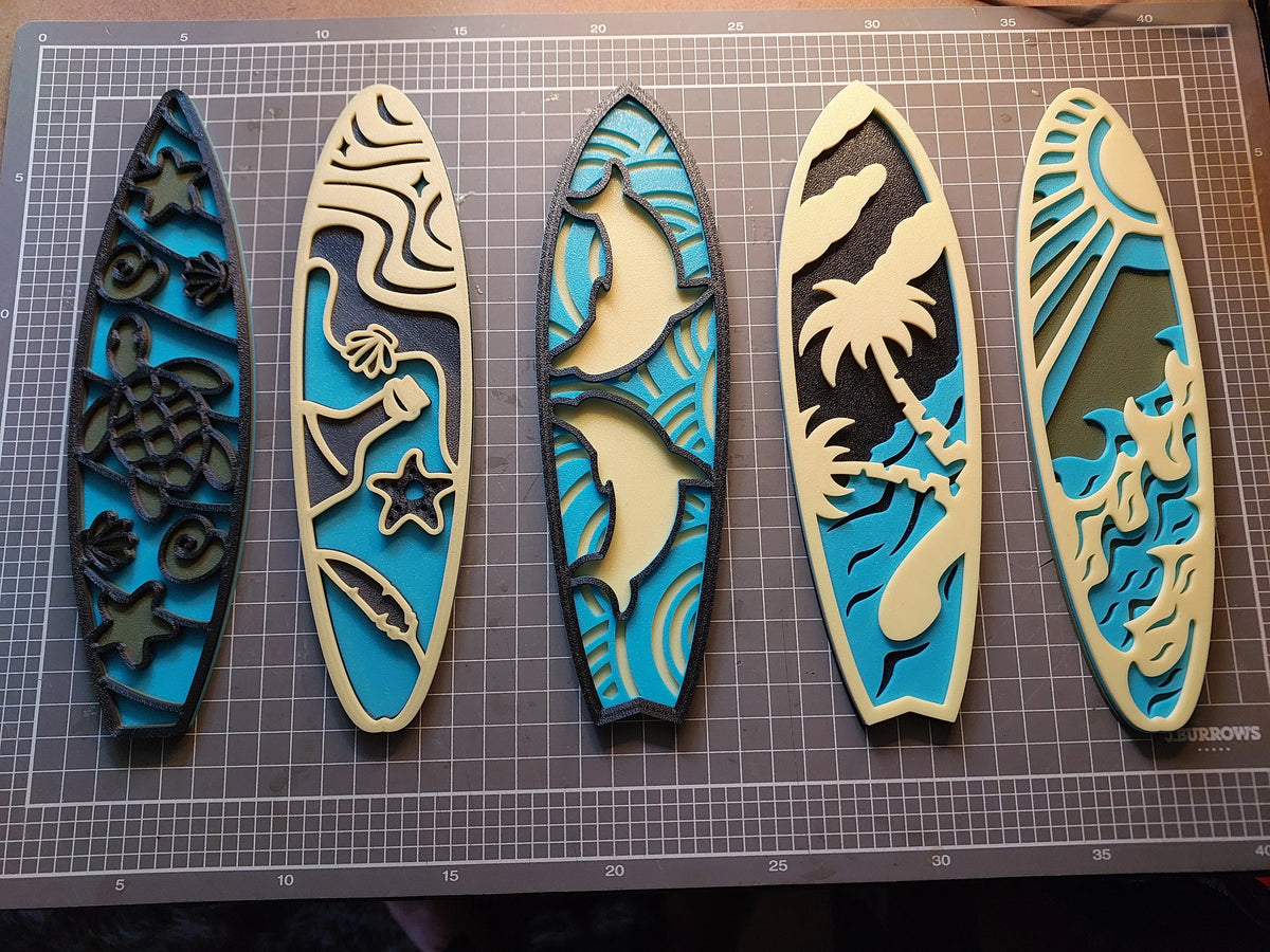 Art Mural Superposé Planche de Surf – Ensemble de 5 - Art Print