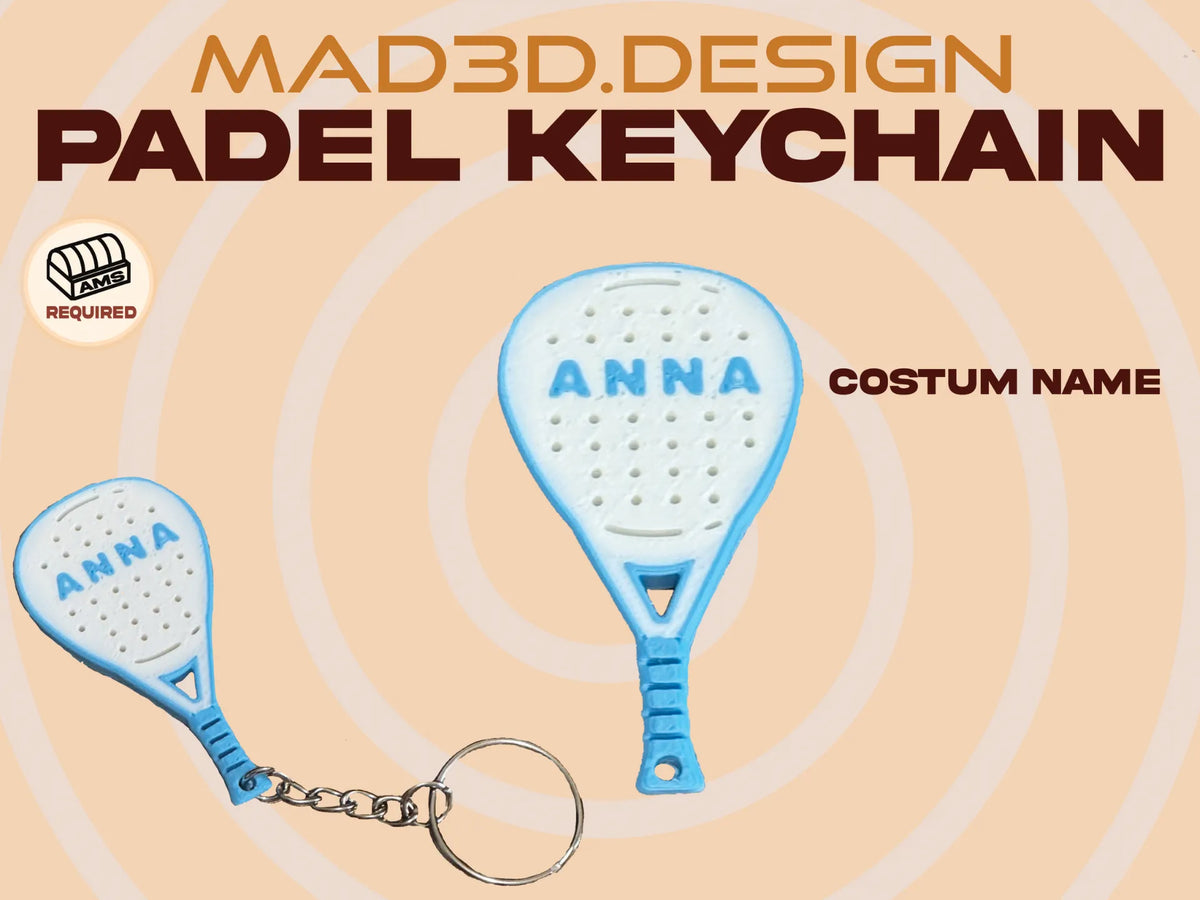 Porte-clés raquette de Padel + nom personnalisé - Sport Print