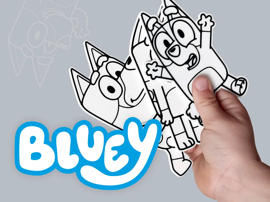 Kit de coloriage Bluey. Plaques en relief à peindre - Art Print