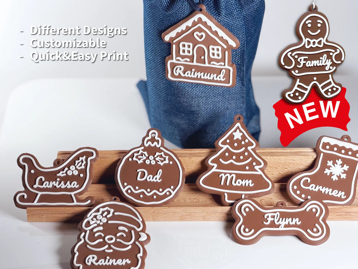Étiquettes cadeaux de Noël Biscuits en pain d'épices avec noms - Fêtes Print