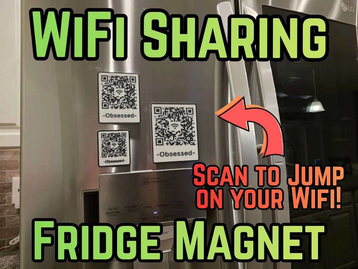 Aimant de réfrigérateur avec code QR d'informations réseau WiFi - NFC Print