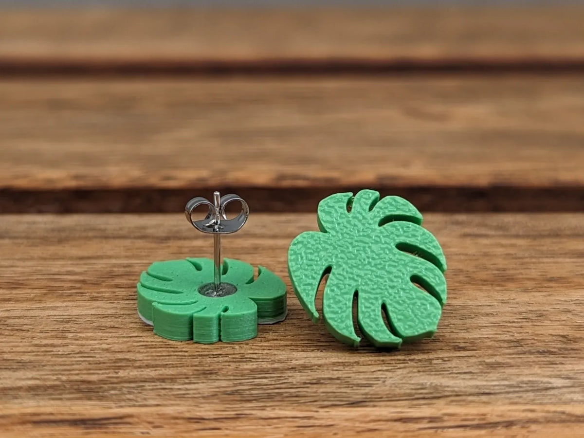 Boucles d'oreilles clous Monstera mignonnes - Bijoux Print
