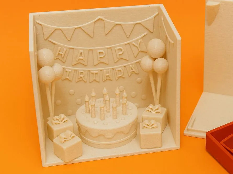 Boîte de vœux 3D - Diorama Joyeux Anniversaire 8x6x8 cm - Fêtes Print