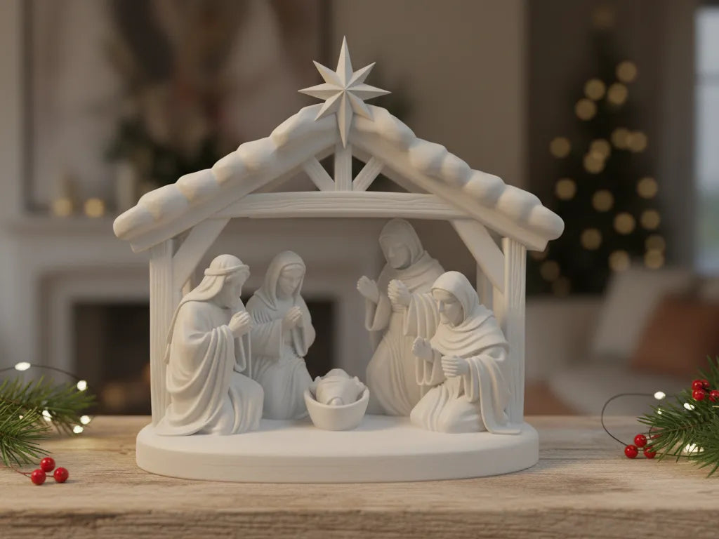 Scène de la Nativité - Décoration de Crèche de Noël - Fêtes Print