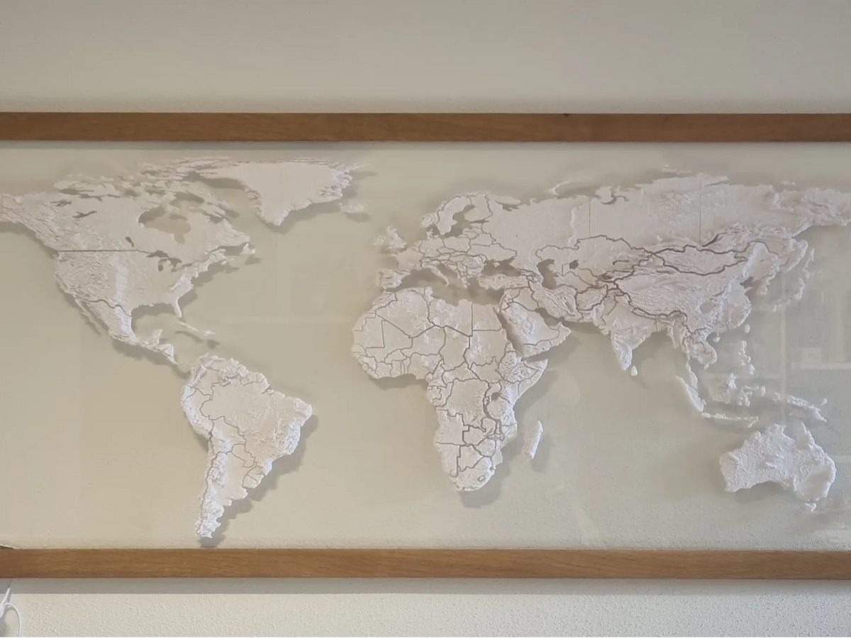 Carte du monde topographique - Voyage Print