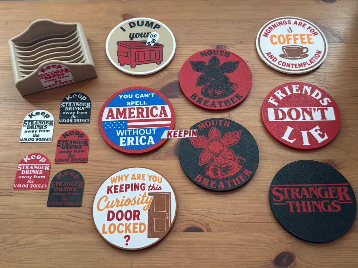 Stranger Things Ensemble de sous-verres (Maintenant 13 designs !!) - Geek Print