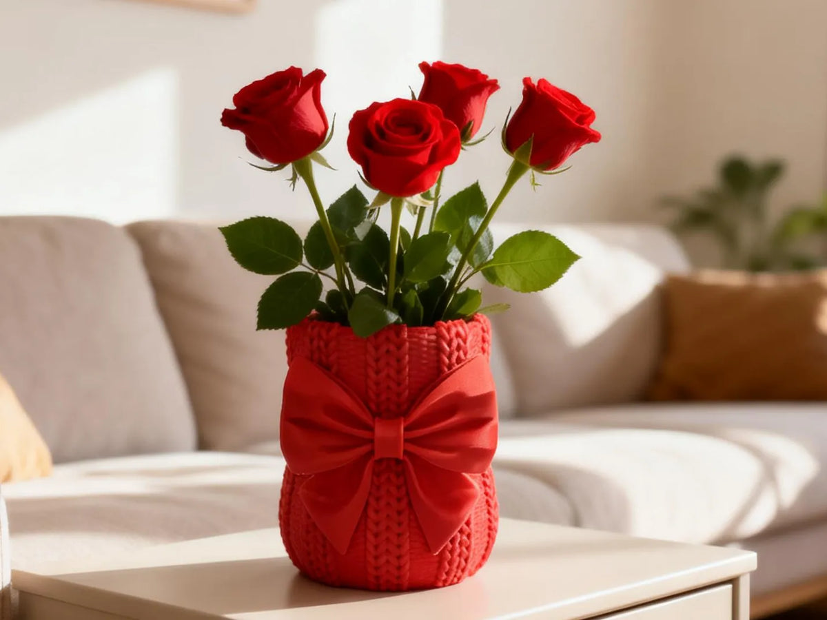 Vase en tricot mignon avec nœud papillon - Maison Print