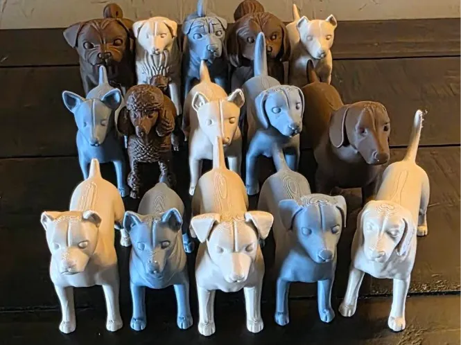15 Chiens Chiots de Famille Figurine Collection Adorée - Figurine Print