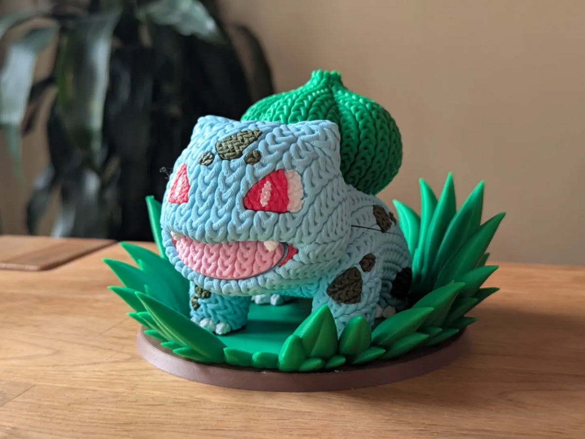 Diorama Feuille Pokémon pour Figurine Bulbasaur Tricotée - Figurine Print