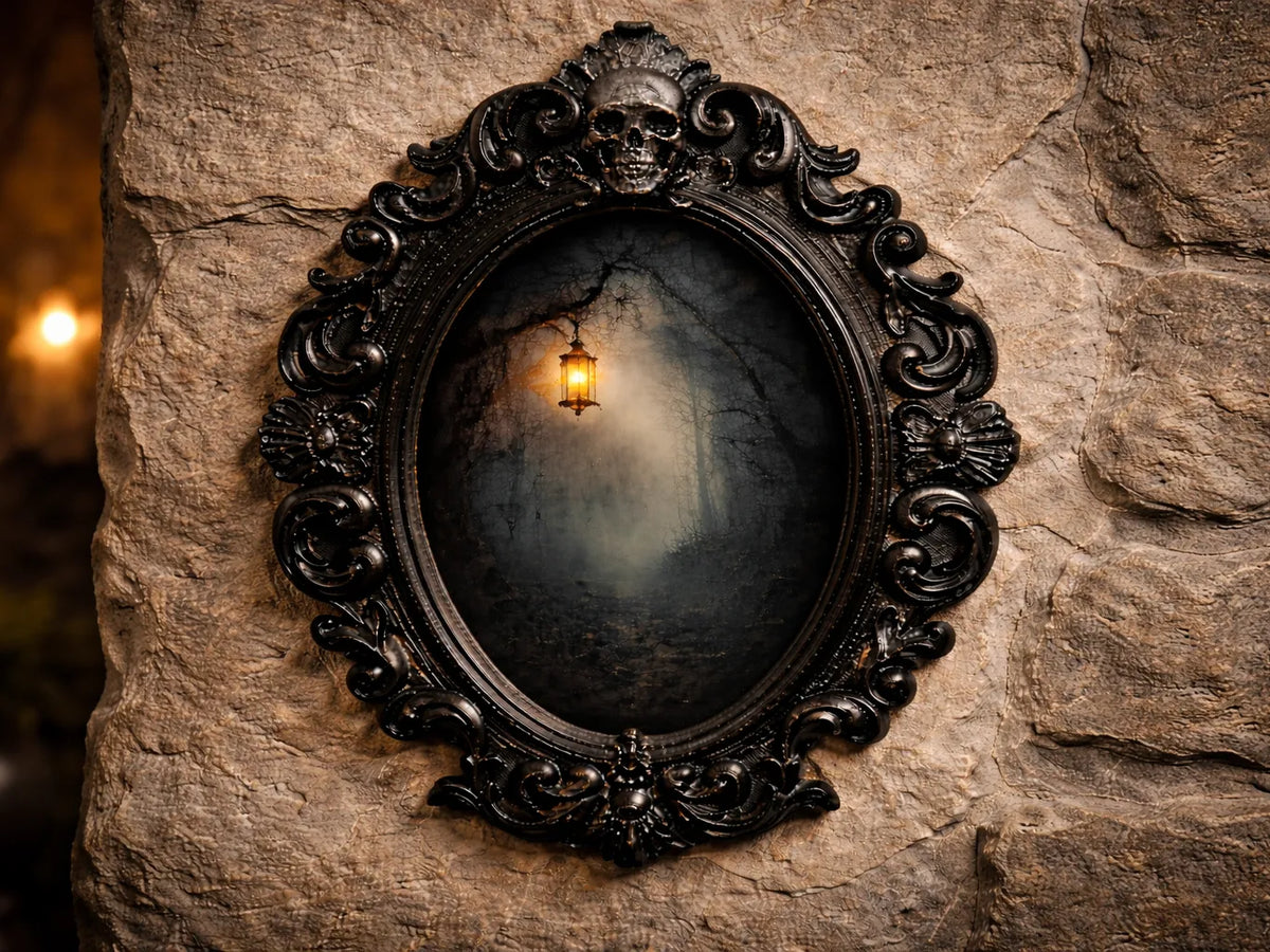 Cadre Photo Crâne Ovale Gothique Baroque - Cadeau Print