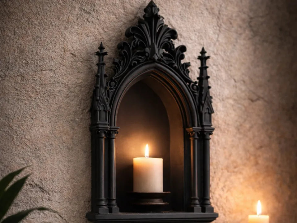 Sanctuaire Mural Gothique - Niche Décoration Sombre - Art Print