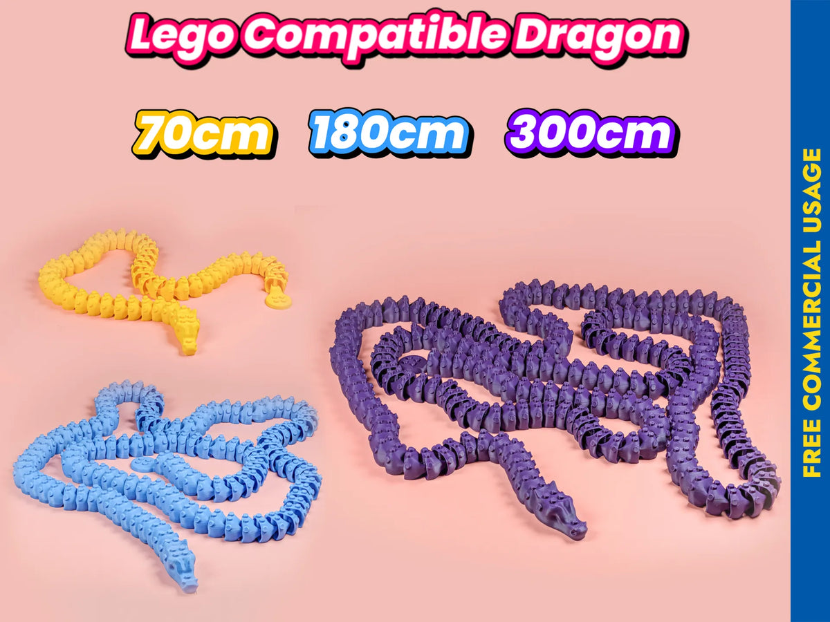 Dragon articulé clouté Legos 300cm – 180cm – 70cm - Jeux Print