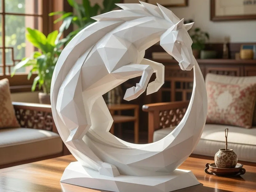 Cheval du Progrès Sans Fin – Sculpture du Nouvel An Chinois - Fêtes Print