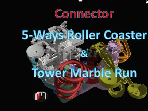 Connecteur de montagnes russes et de jeu de billes sur tour 5 voies - Jeux Print