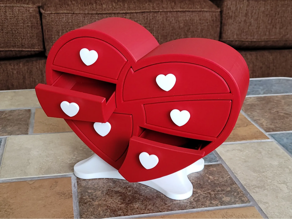 Boîte à bijoux Cœur de Saint-Valentin bancale (Multi-tiroirs) - Fêtes Print