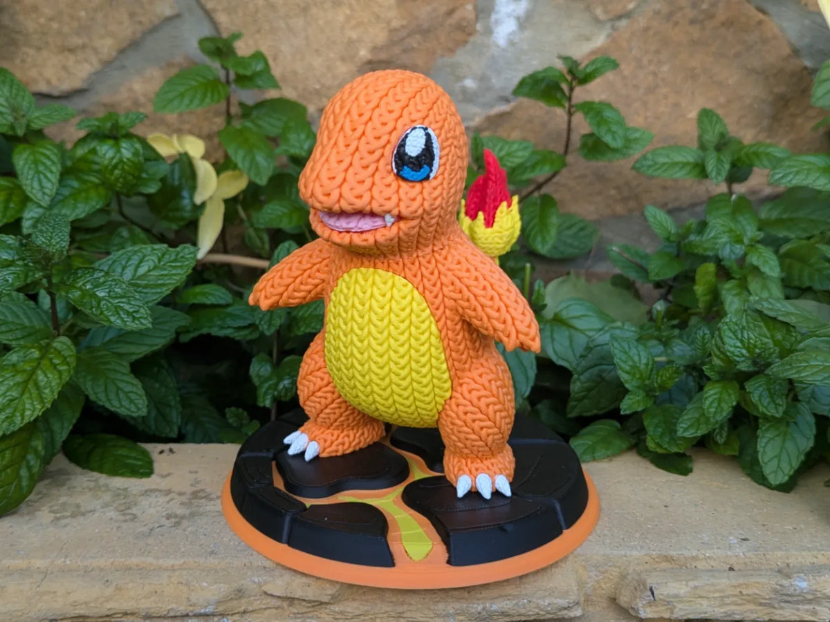 Base de feu Pokémon pour figurine de Salamèche tricotée - Figurine Print
