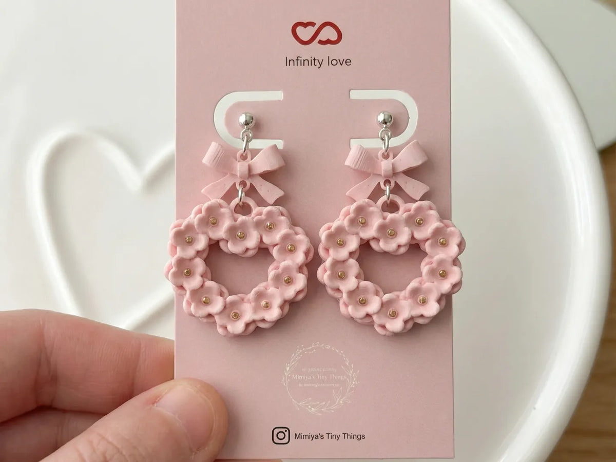 Boucle d'oreille fleur cœur - Fêtes Print