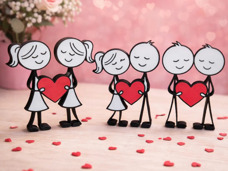 Figurines de couple "Cœur" – Modernes & Inclusives - Fêtes Print