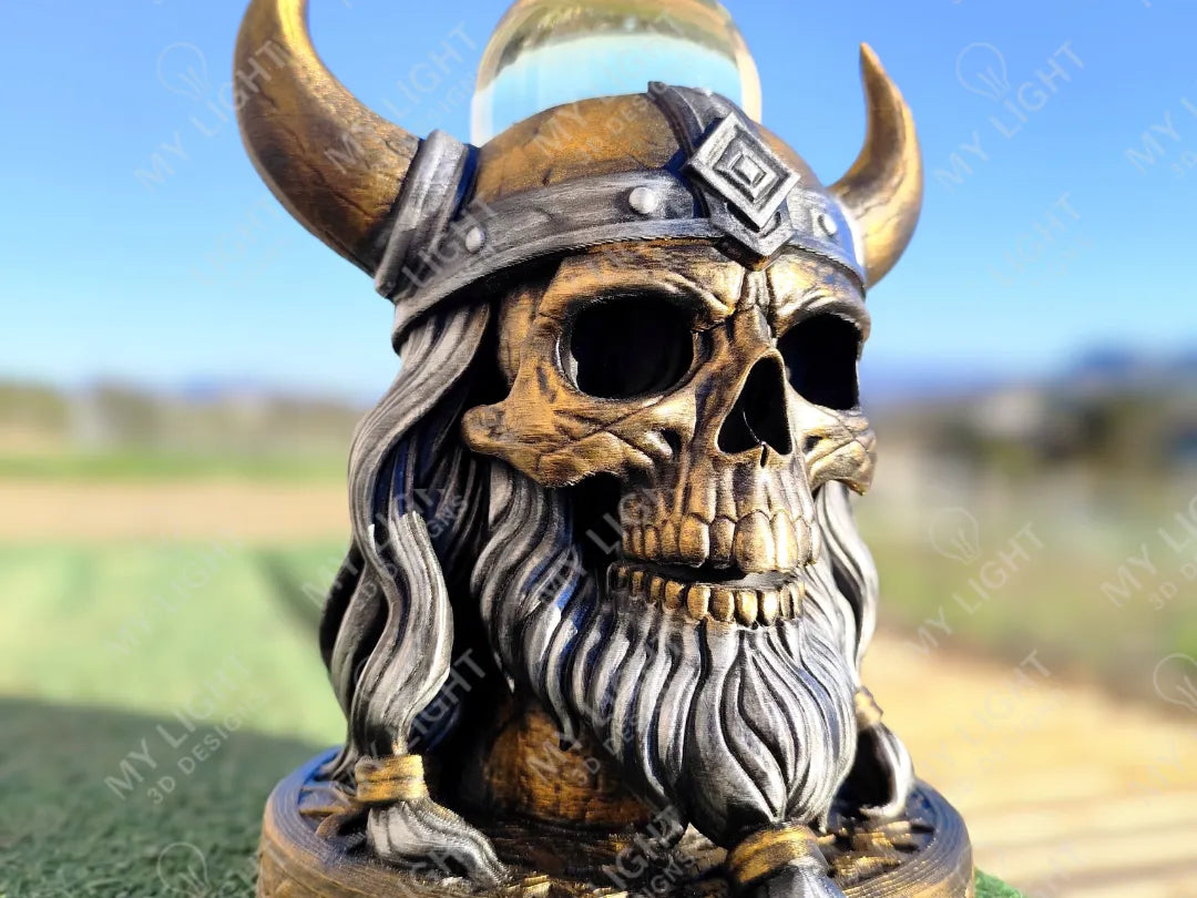 Support de Bouteille de Vin / Buste Décoratif Crâne Viking - Figurine Print