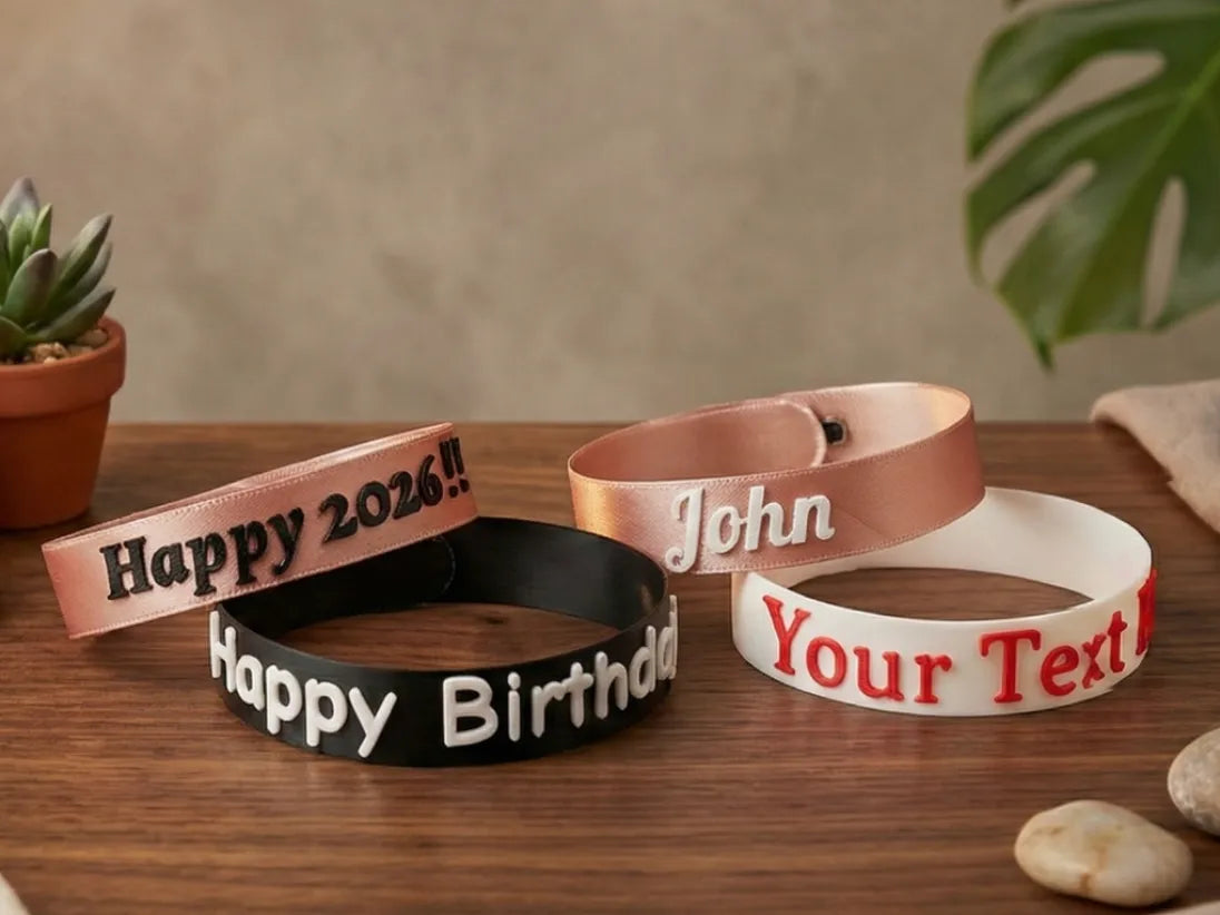 Bracelet Texte Personnalisé - Taille et Police Personnalisées - Bijoux Print