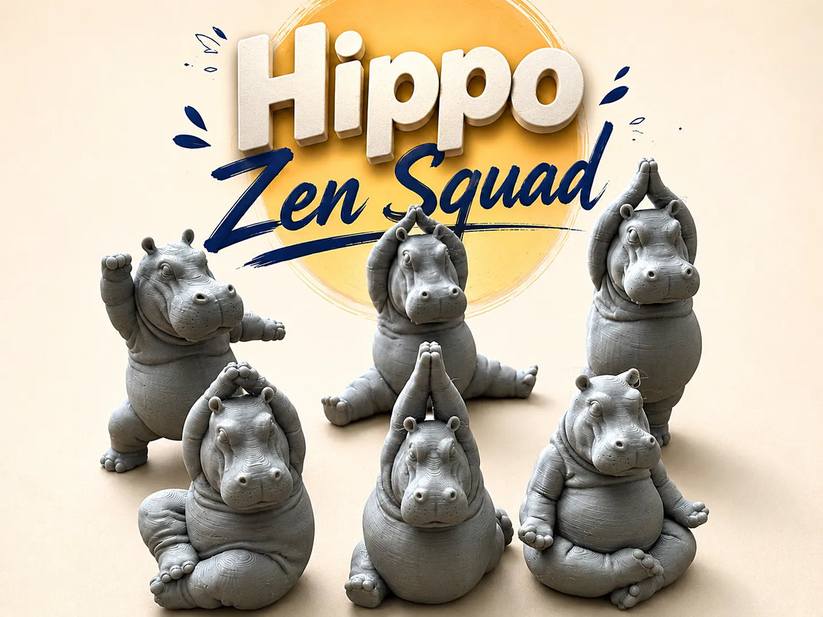 Escouade Zen des Hippopotames – Collection de Mignons Hippopotames Yogis - Sport Print
