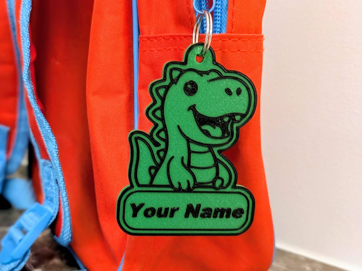 Étiquette de nom de dinosaure mignon / Porte-clés de sac à dos - Voyage Print