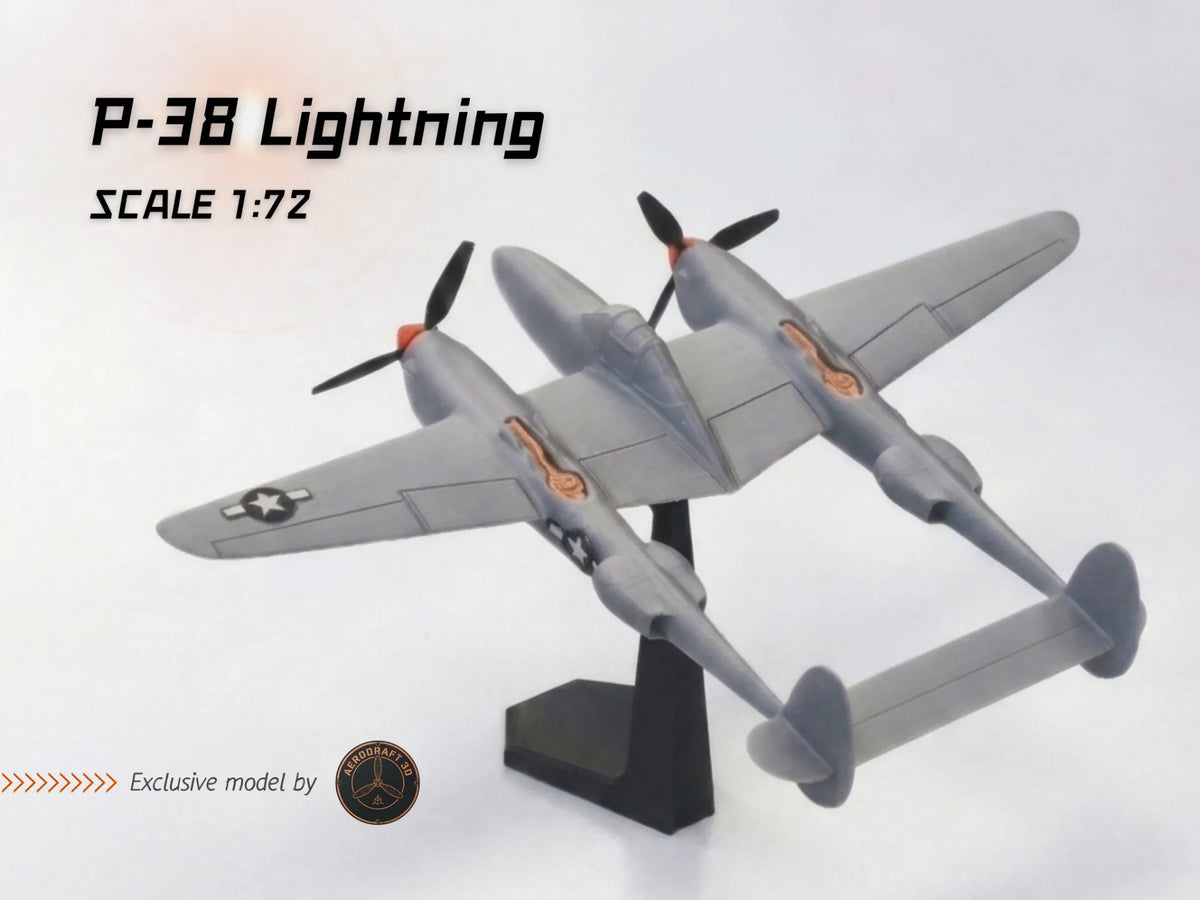 Maquette d'avion P-38 Lightning - Échelle 1:72 - Maquette Print