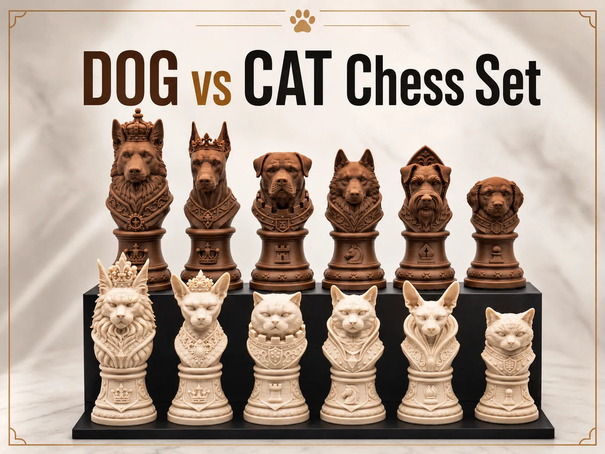 Jeu d'échecs Chien contre CHAT – Pièces d'échecs royales d'animaux - Jeux Print