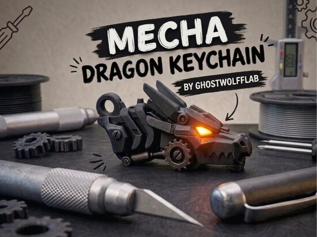 Porte-clés Dragon Mécha - Figurine Print