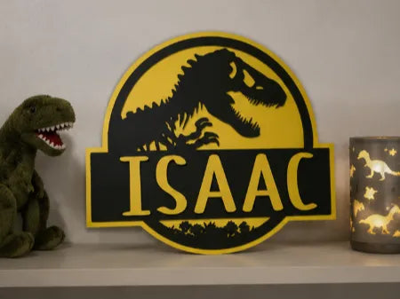 Plaque nominative personnalisée Dinosaure - Jurassique - Bébé Print